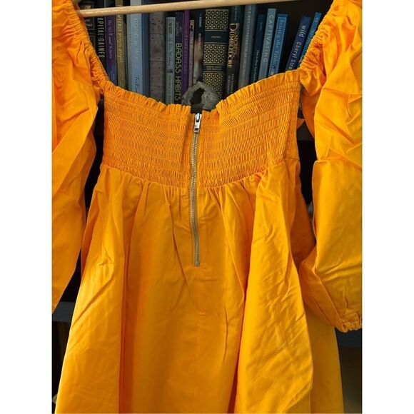 NWT For Love & Lemons Lucia Mini Dress Off the Shoulder Tie Front Orange Small - Picture 11 of 11